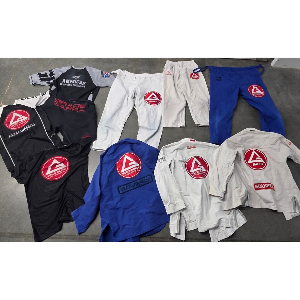 Gracie Barra Mixed BJJ Gi Rash Guard Lot Blue White Blck Equipe GB Training Gear
